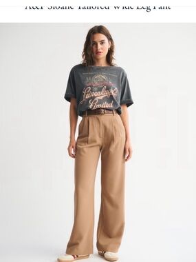 Abercrombie & Fitch High-Waist Wide Leg Pants in Camel
